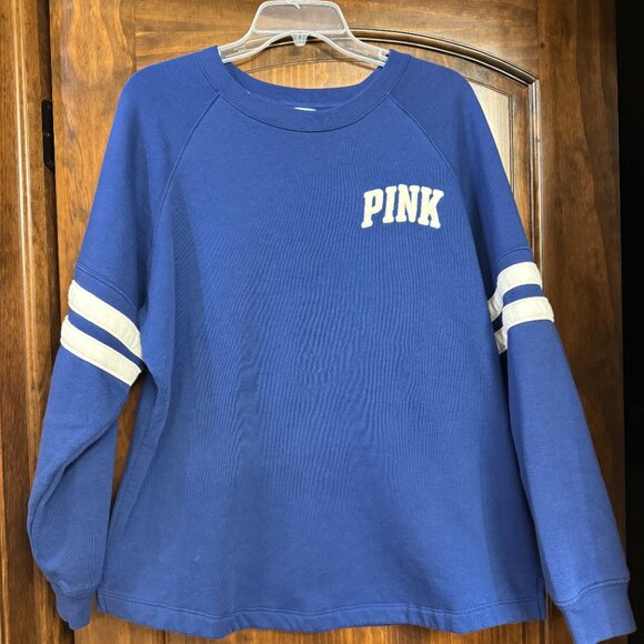 Victoria's Secret PINK OVERSIZED SWEATSHIRT *PINK* WHITE LOGO Large - Picture 1 of 3